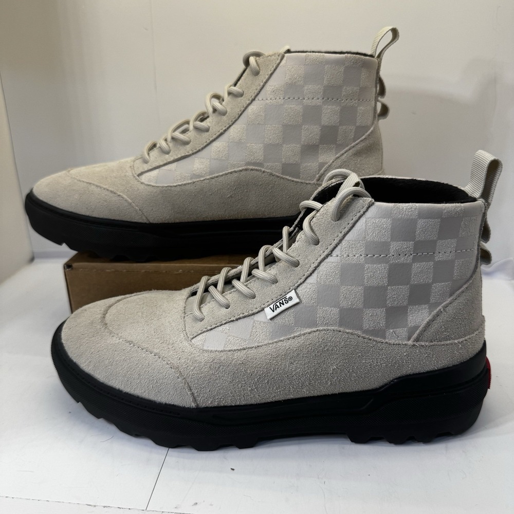 Women's Sz 8 Vans Checkerboard Colfax Boot MTE-1 Suede Leather Shoes Cream NWOB